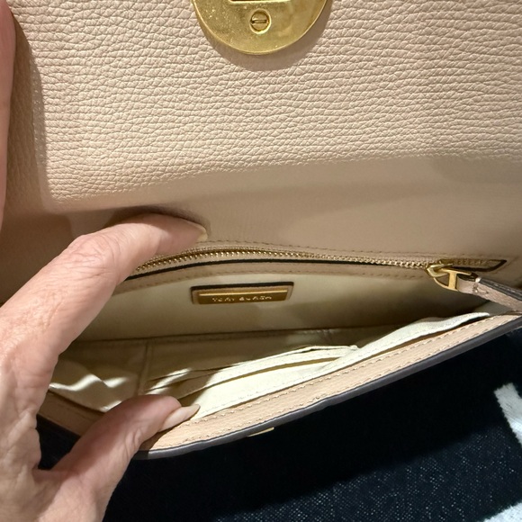 Tory Burch Tan Clutch with Gold Emblem